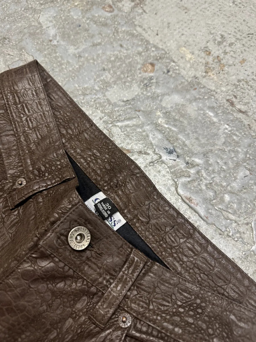 Guess Crocodile Effect Brown Pants tQTCYyC 9