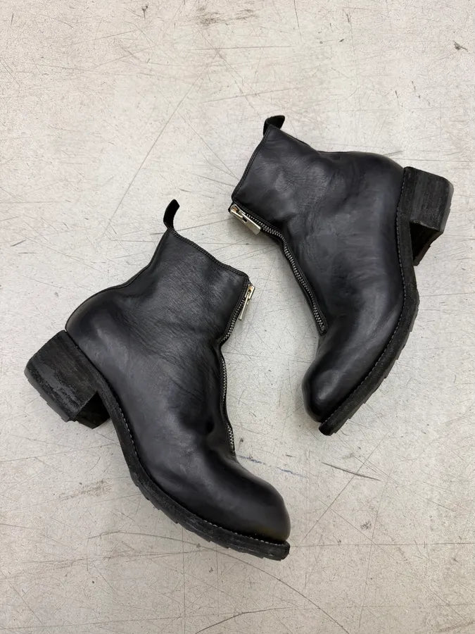 Guidi Black Front Zip Horse Leather Boots UMiaxZr 1