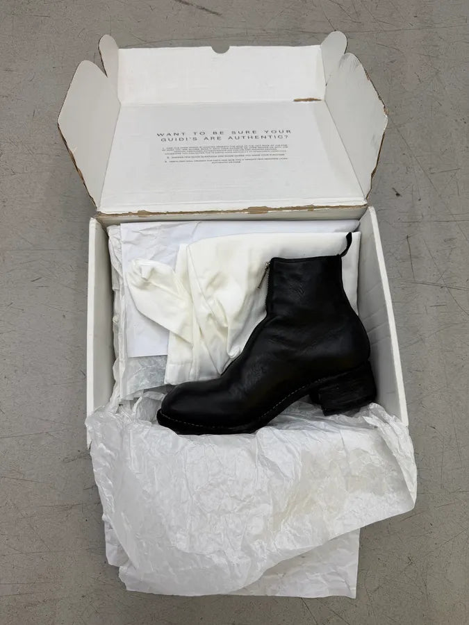 Guidi Black Front Zip Horse Leather Boots UMiaxZr 10