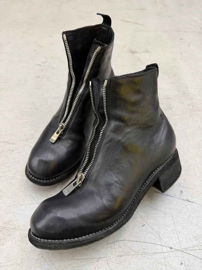 Guidi Black Front Zip Horse Leather Boots UMiaxZr 3