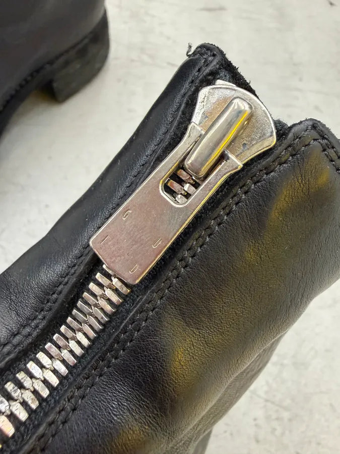 Guidi Black Front Zip Horse Leather Boots UMiaxZr 7