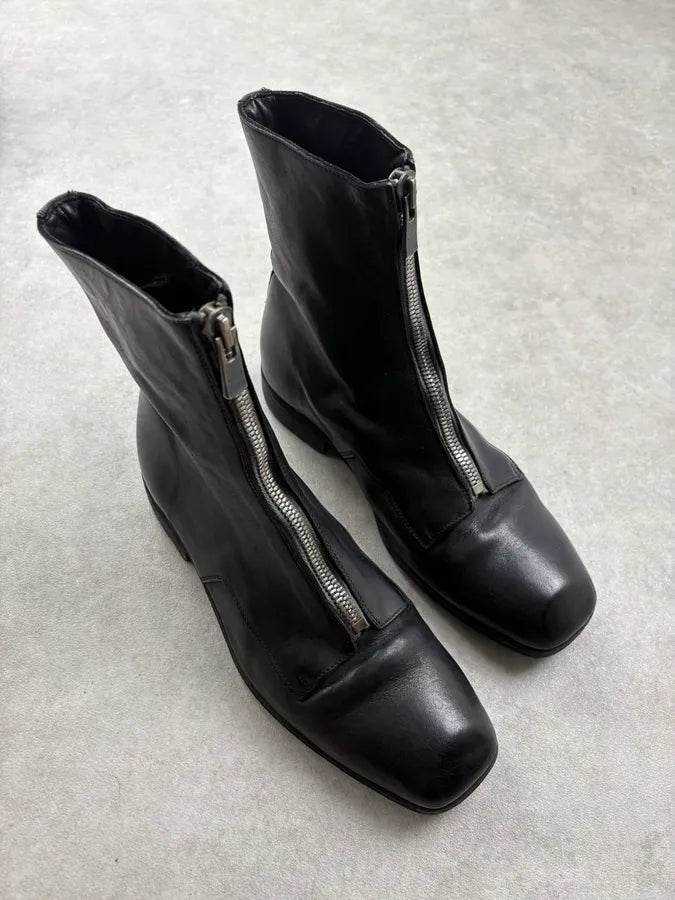 Guidi Black Front Zip Leather Ankle Boots OXdhaeO 3
