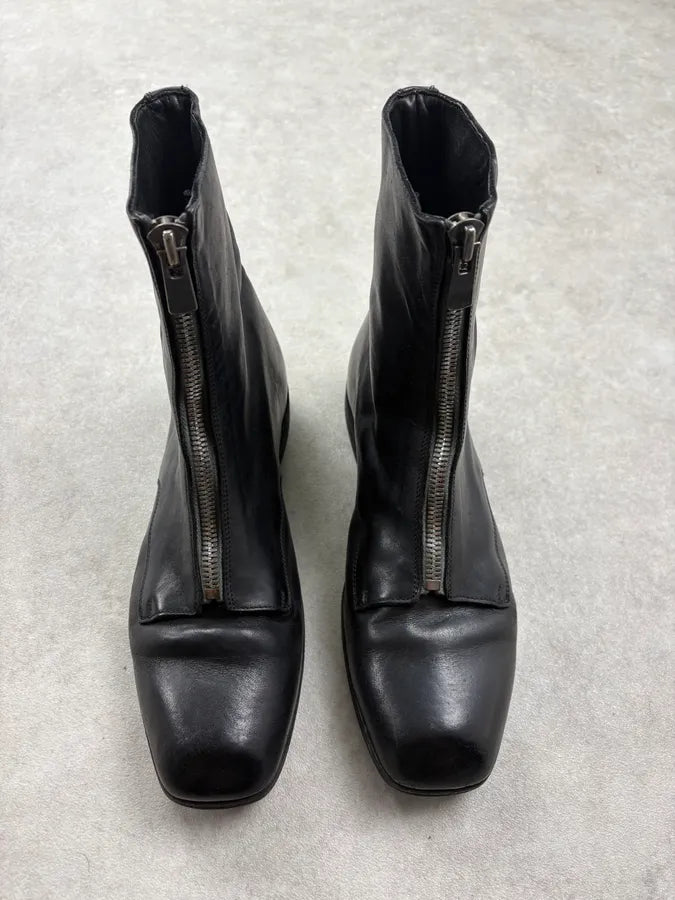 Guidi Black Front Zip Leather Ankle Boots OXdhaeO 1