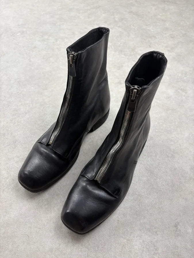 Guidi Black Front Zip Leather Ankle Boots OXdhaeO 2