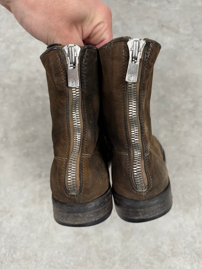 Guidi Brown Eroded Leather Back Zip Boots OWZsIcV 5