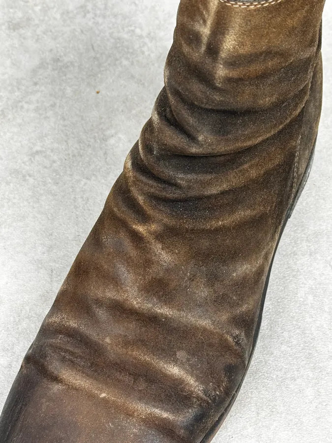 Guidi Brown Eroded Leather Back Zip Boots OWZsIcV 4