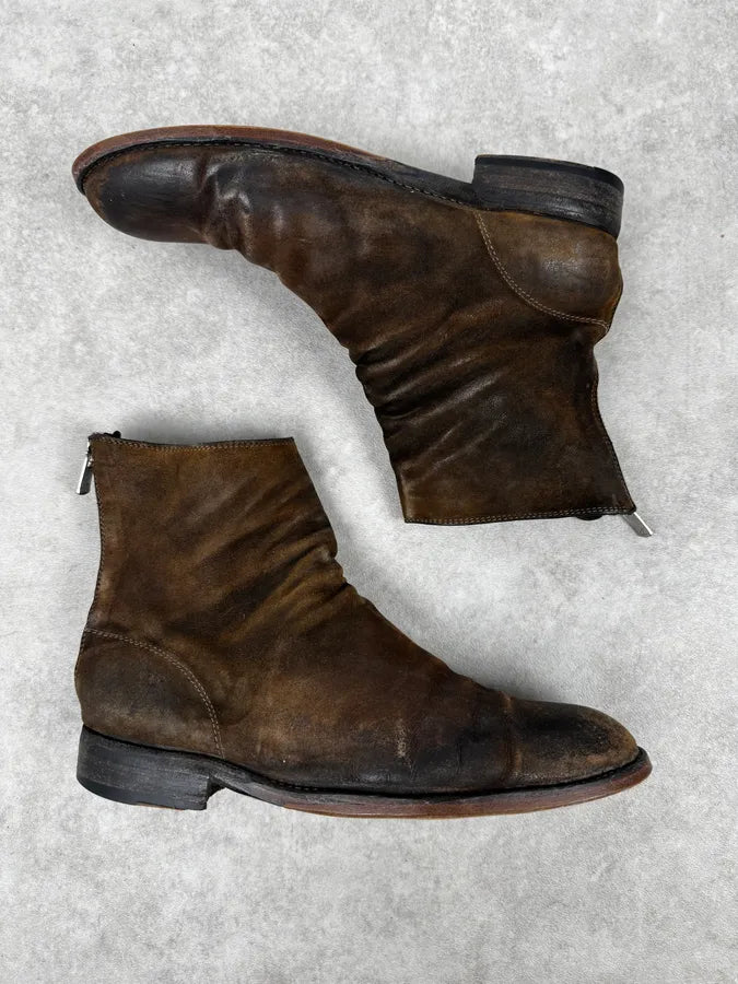 Guidi Brown Eroded Leather Back Zip Boots OWZsIcV 1