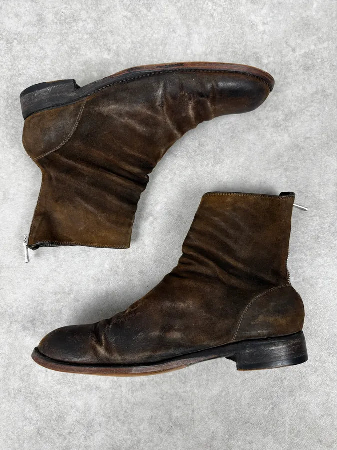 Guidi Brown Eroded Leather Back Zip Boots OWZsIcV 2