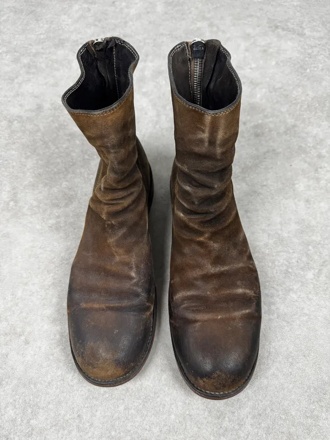 Guidi Brown Eroded Leather Back Zip Boots OWZsIcV 3