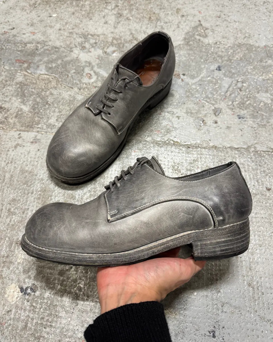 Guidi Grey Stone Leather Oversize Derby Shoes (41eu/us8) 1