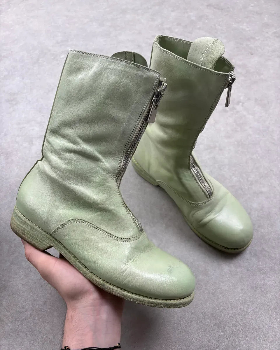 Guidi Mint Green Leather Front Zip High Boots JQZdKoT 0