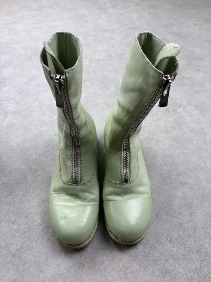 Guidi Mint Green Leather Front Zip High Boots JQZdKoT 1