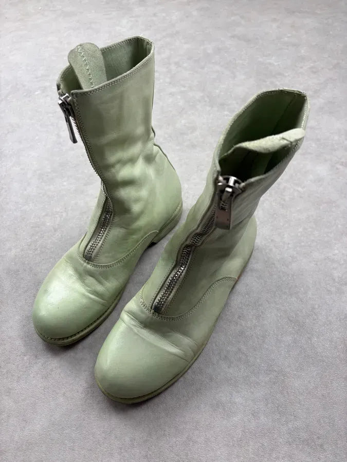 Guidi Mint Green Leather Front Zip High Boots JQZdKoT 2
