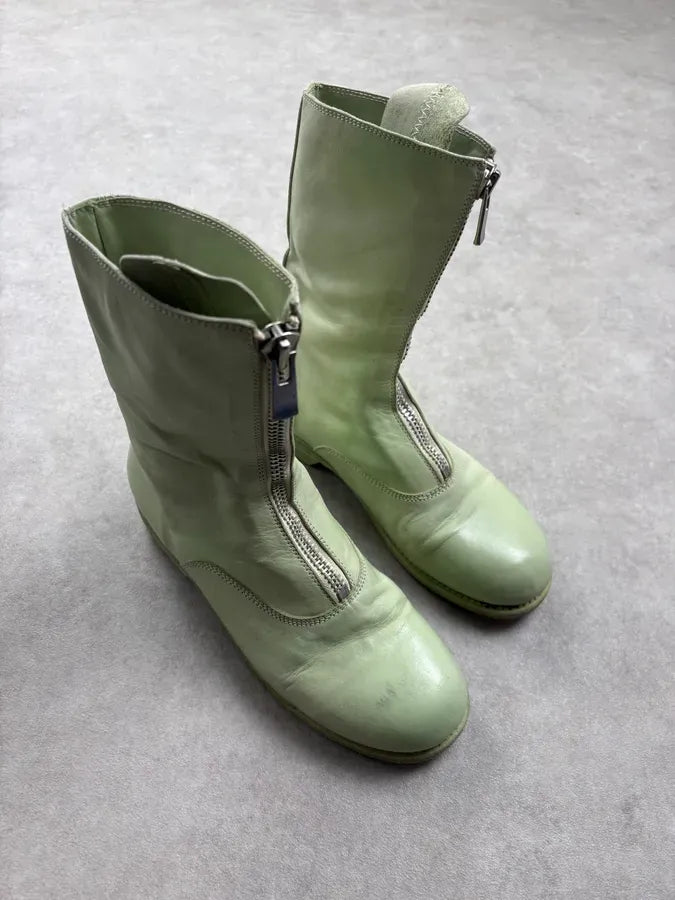 Guidi Mint Green Leather Front Zip High Boots JQZdKoT 3