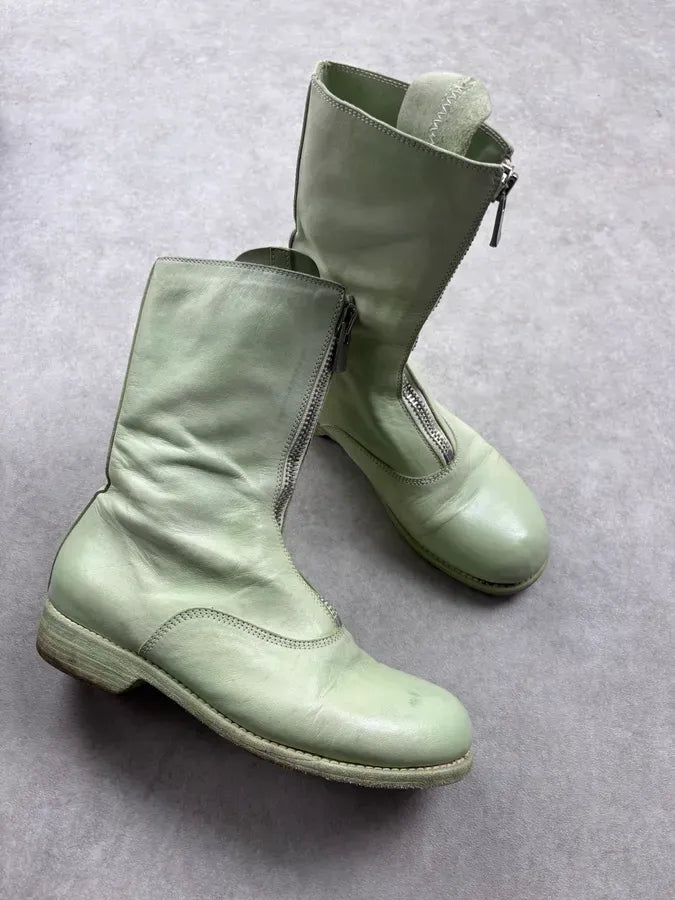 Guidi Mint Green Leather Front Zip High Boots JQZdKoT 4