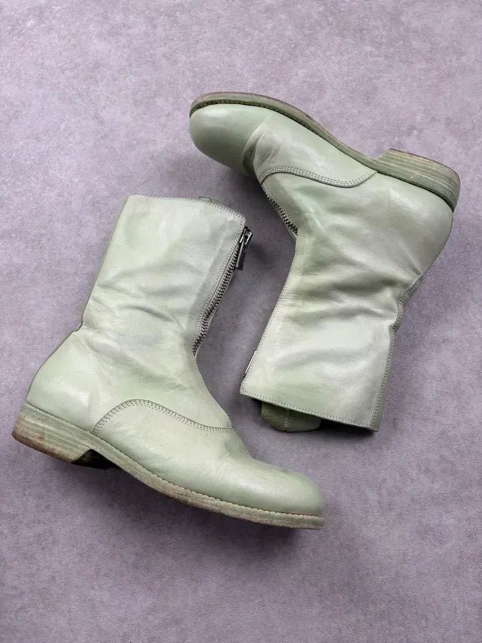 Guidi Mint Green Leather Front Zip High Boots JQZdKoT 5