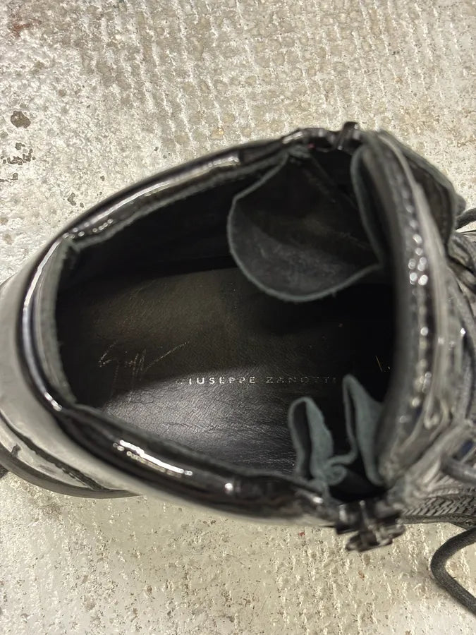 Guiseppe Zanotti Shiny Black Leather Zip High Sneakers CRkLztS 8