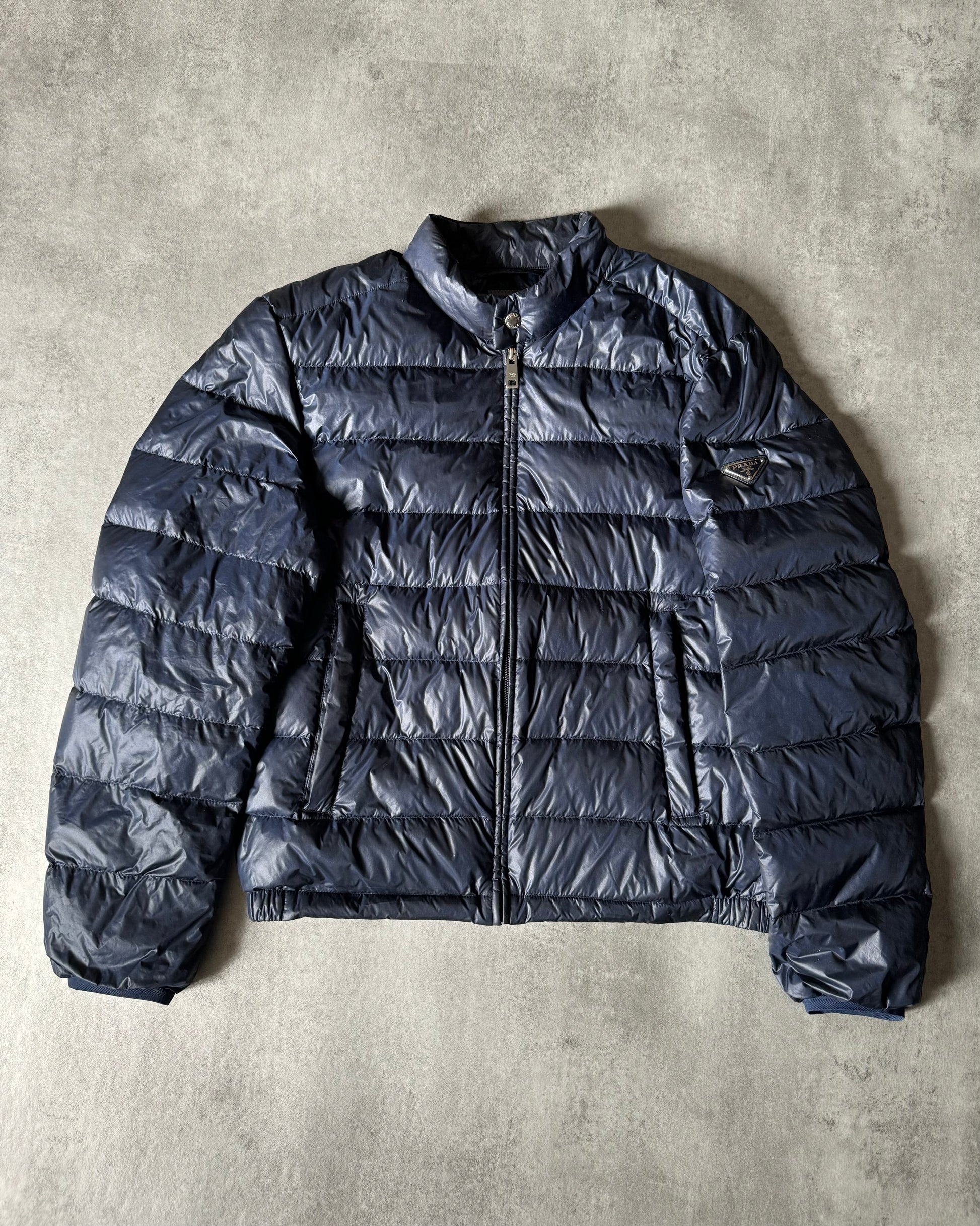 2000s Prada Nylon Navy Puffer Jacket (M) - 1