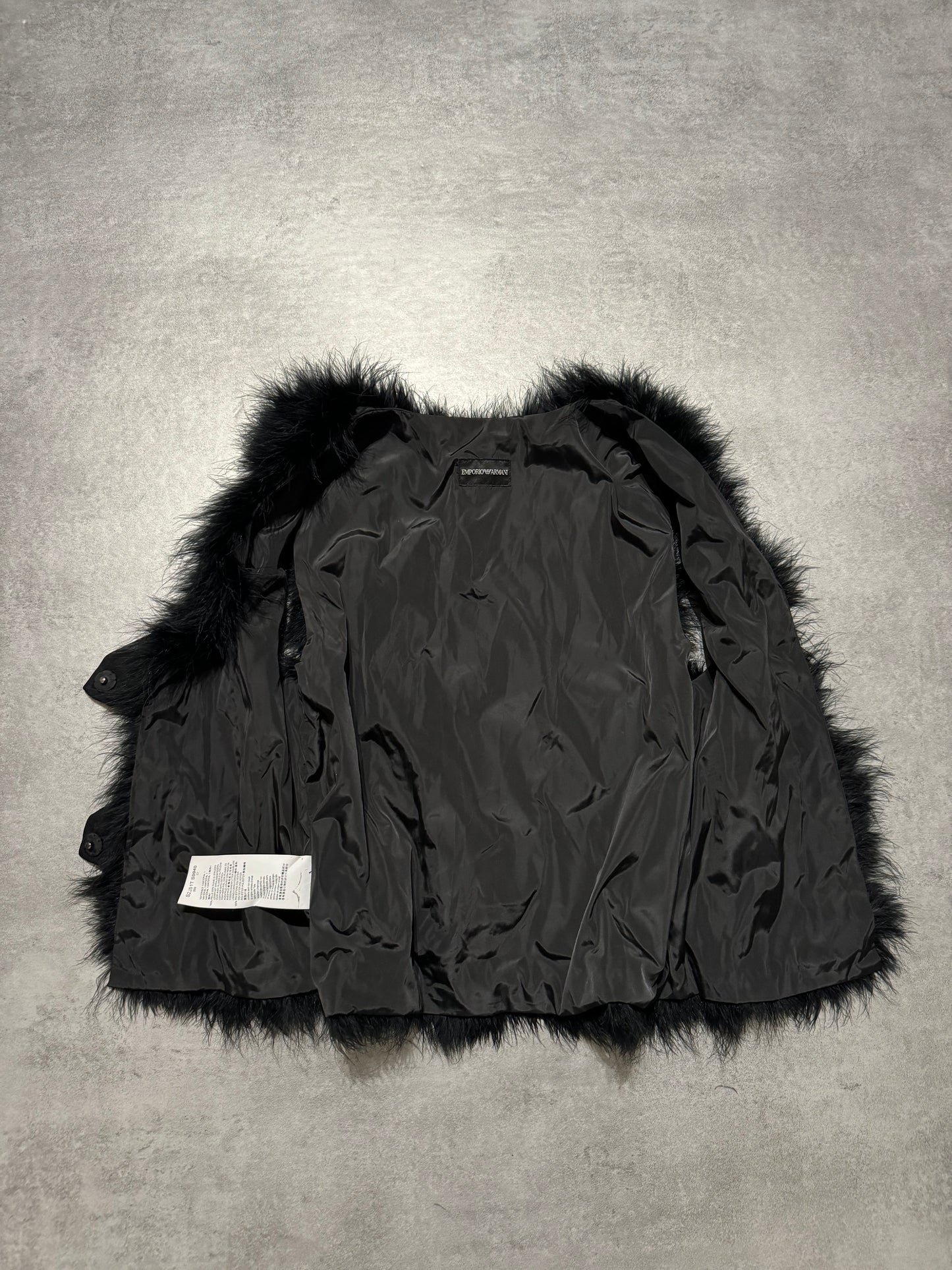 SS2014 Emporio Armani Black Ostrich Feathers Fur Vest (XS) - 7