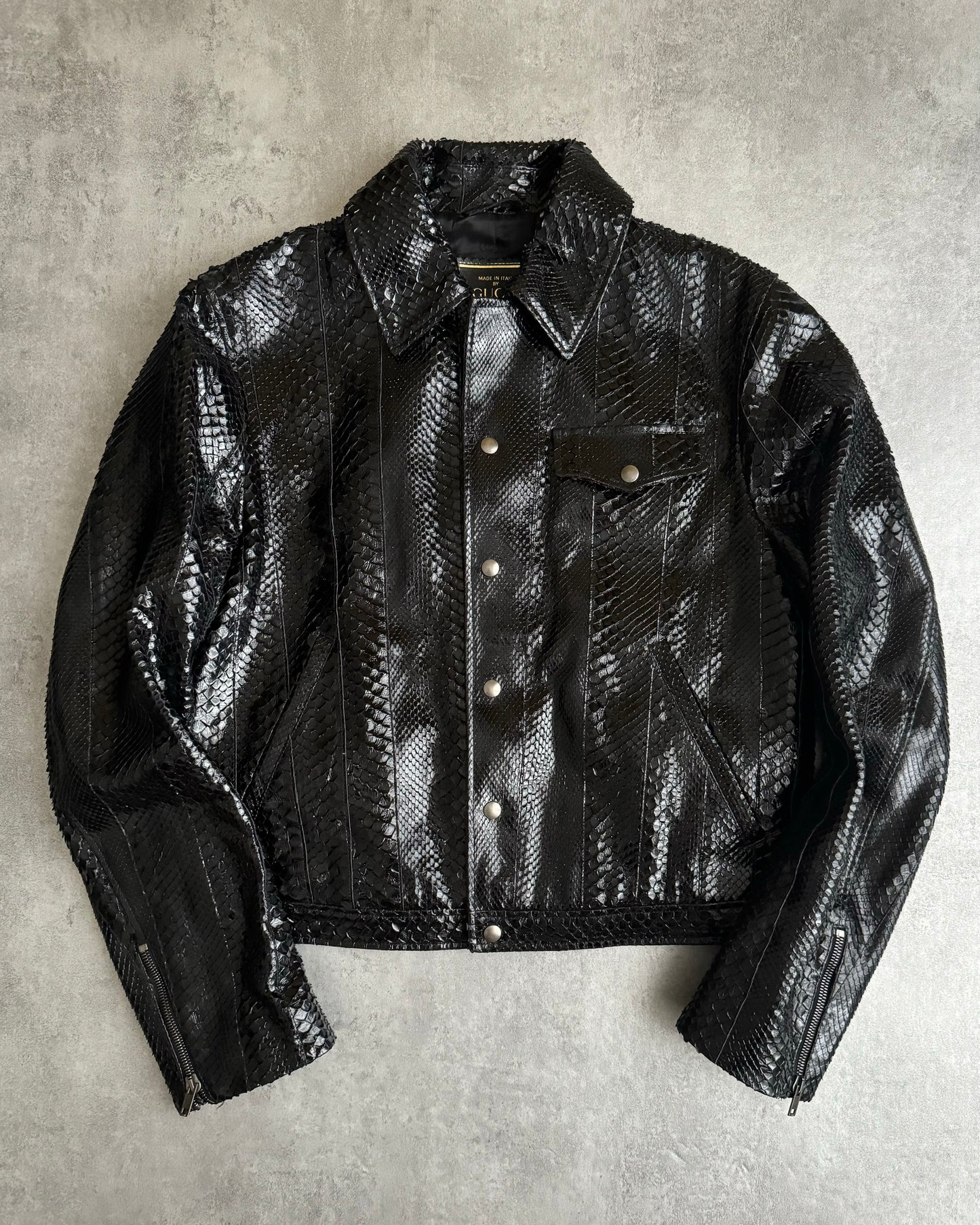 Gucci Black Python Leather Jacket (M) - 11