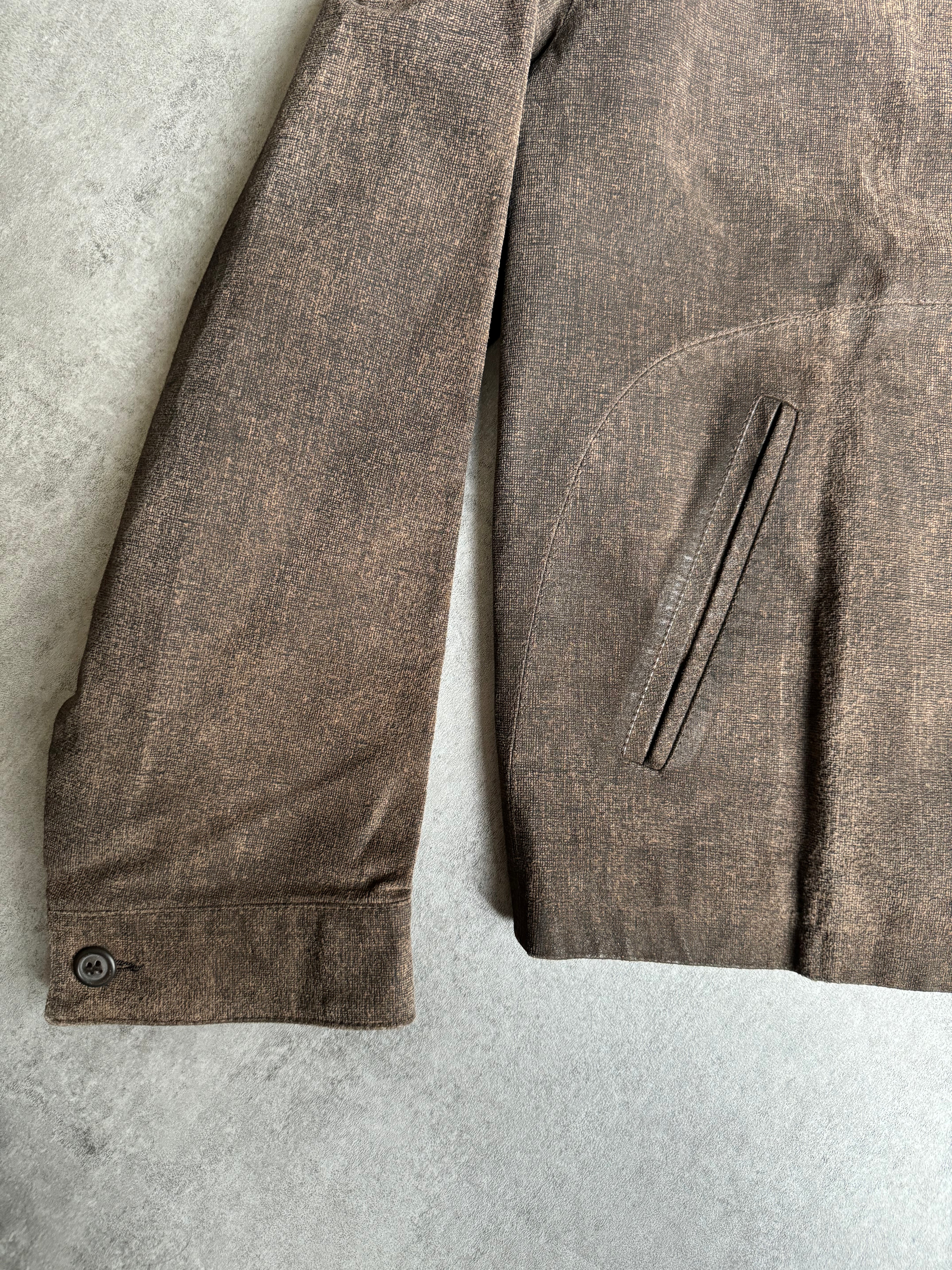 1990s Armani Brown Leather Light Biker Brown Jacket  (M/L) - 11