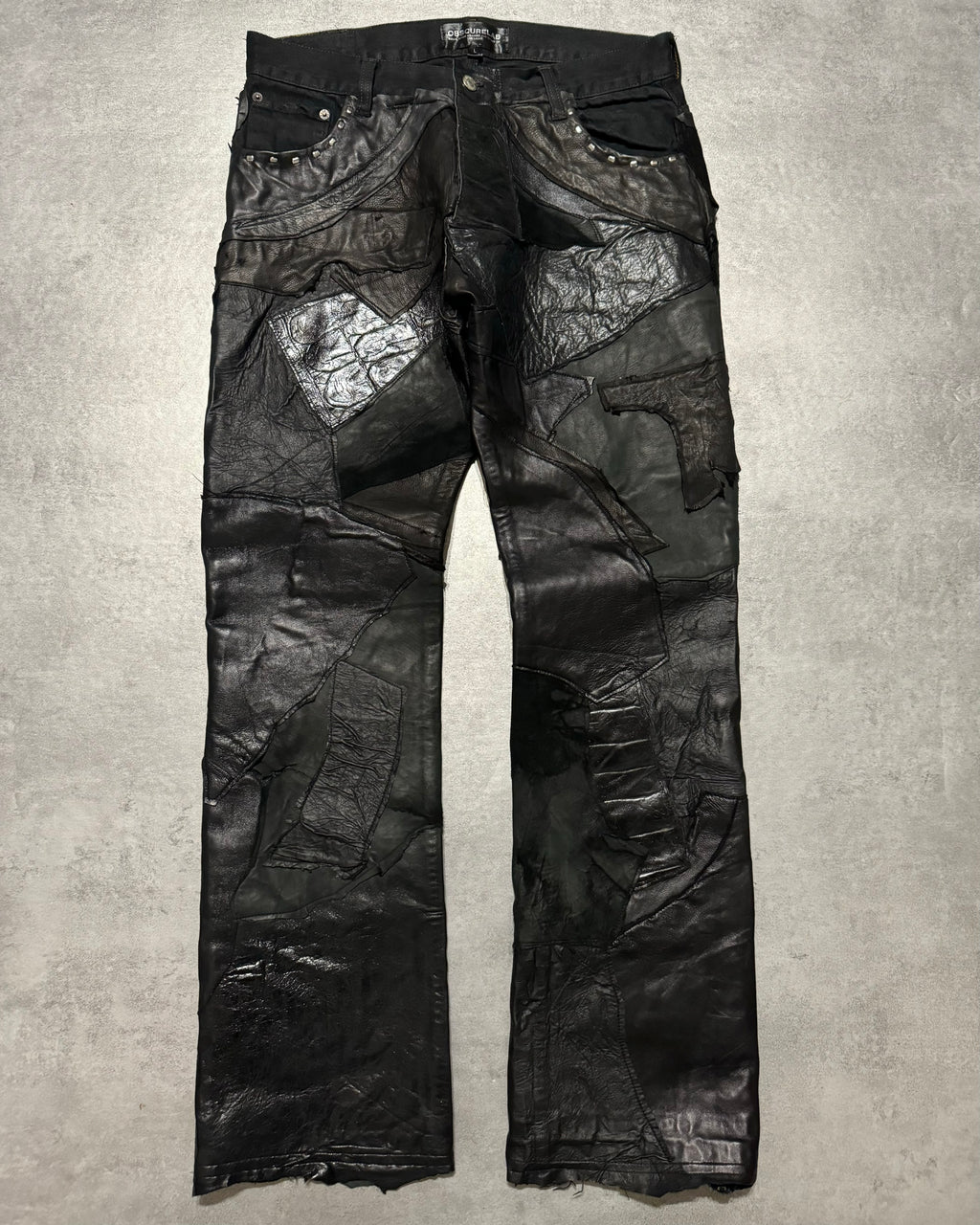 Artisanal Obscure Italian Lab Reworked Leather Crafted Black Pants (M/L) - 1