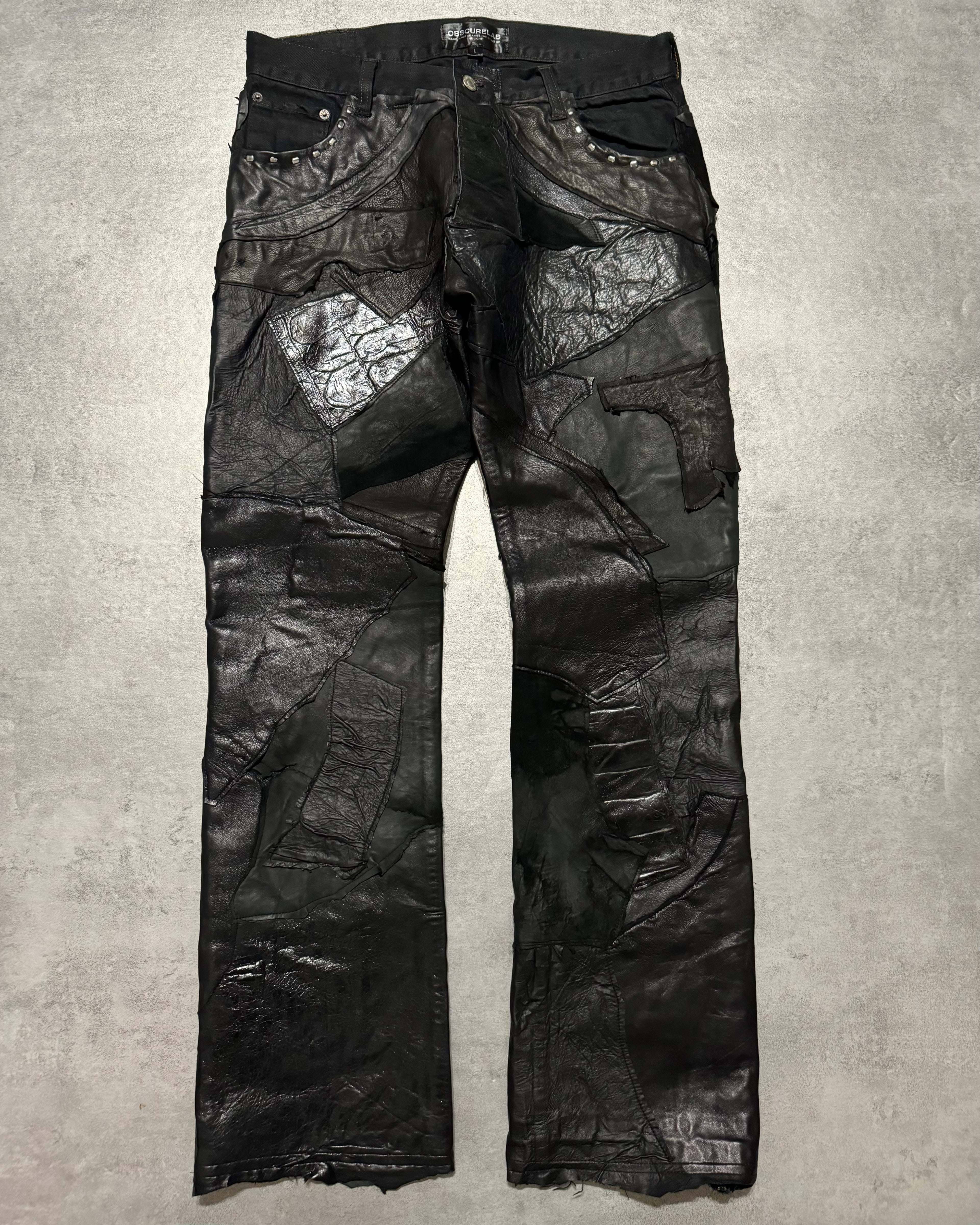 Artisanal Obscure Italian Lab Reworked Leather Crafted Black Pants (M/L) - 1