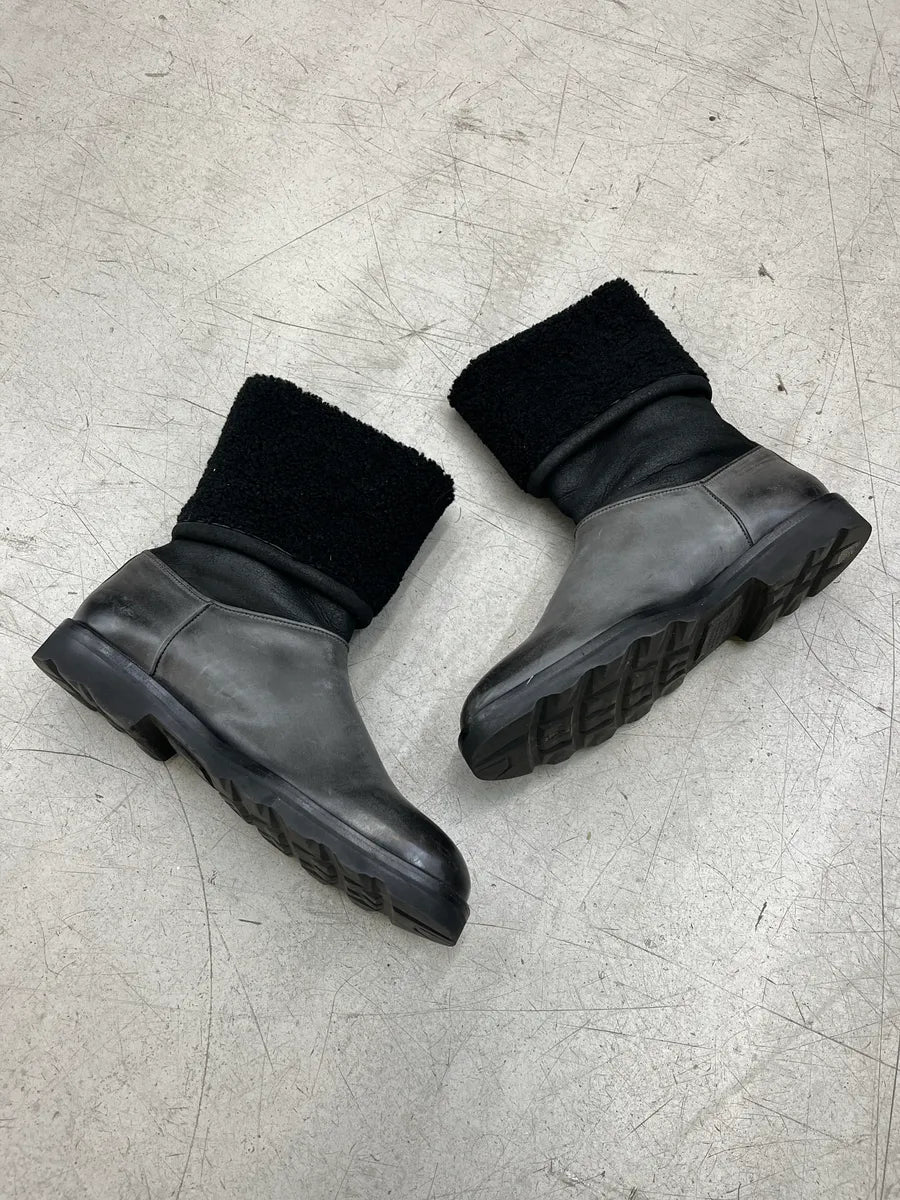 2000s Maison Margiela Shearling Grey Leather Boots hADuqlcV 2