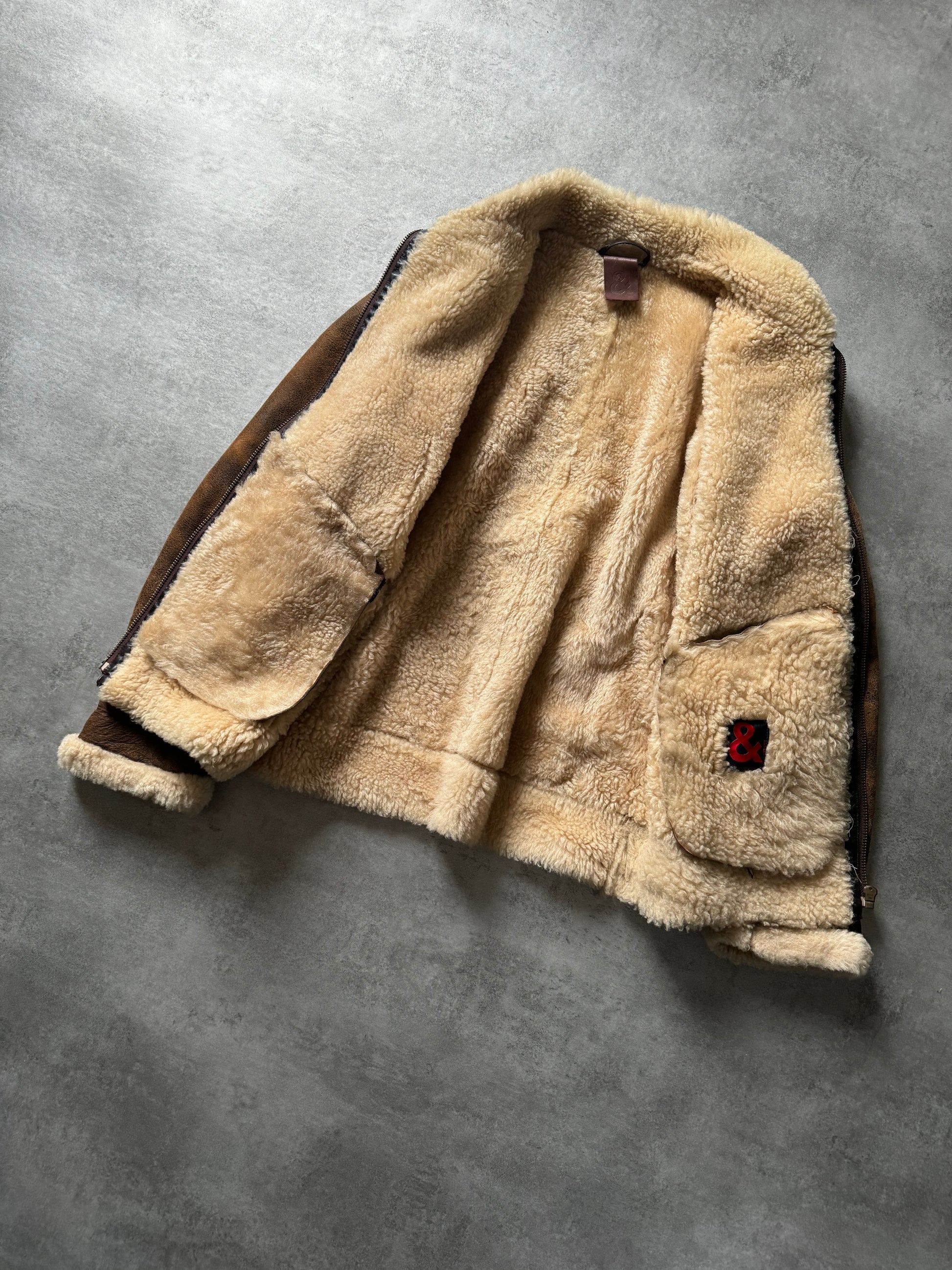 1990s Dolce & Gabbana Bombardier Shearling Leather Jacket  (L) - 8