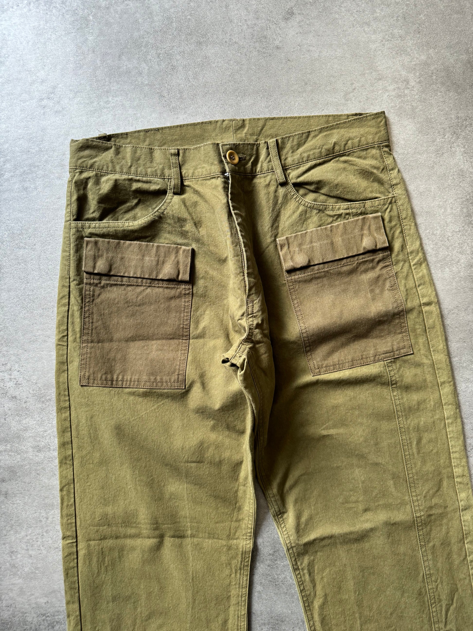Yohji Yamamoto Olive Cargo Structured Pants (M) - 9
