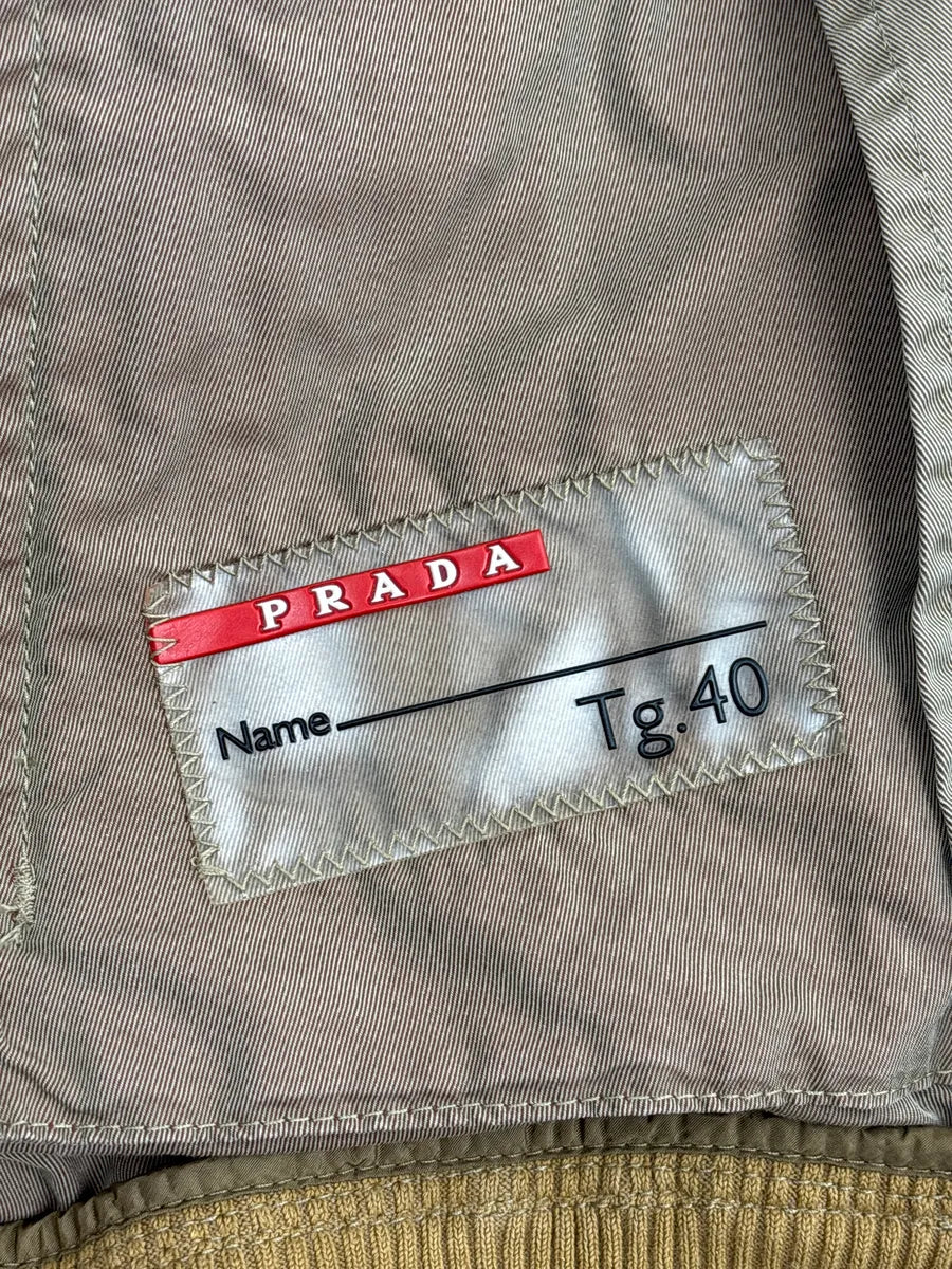 2000s Prada Light Brown Buttoned Stitched Bomber Jacket hLRKOzpV 12
