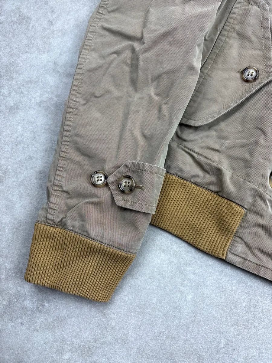2000s Prada Light Brown Buttoned Stitched Bomber Jacket hLRKOzpV 7