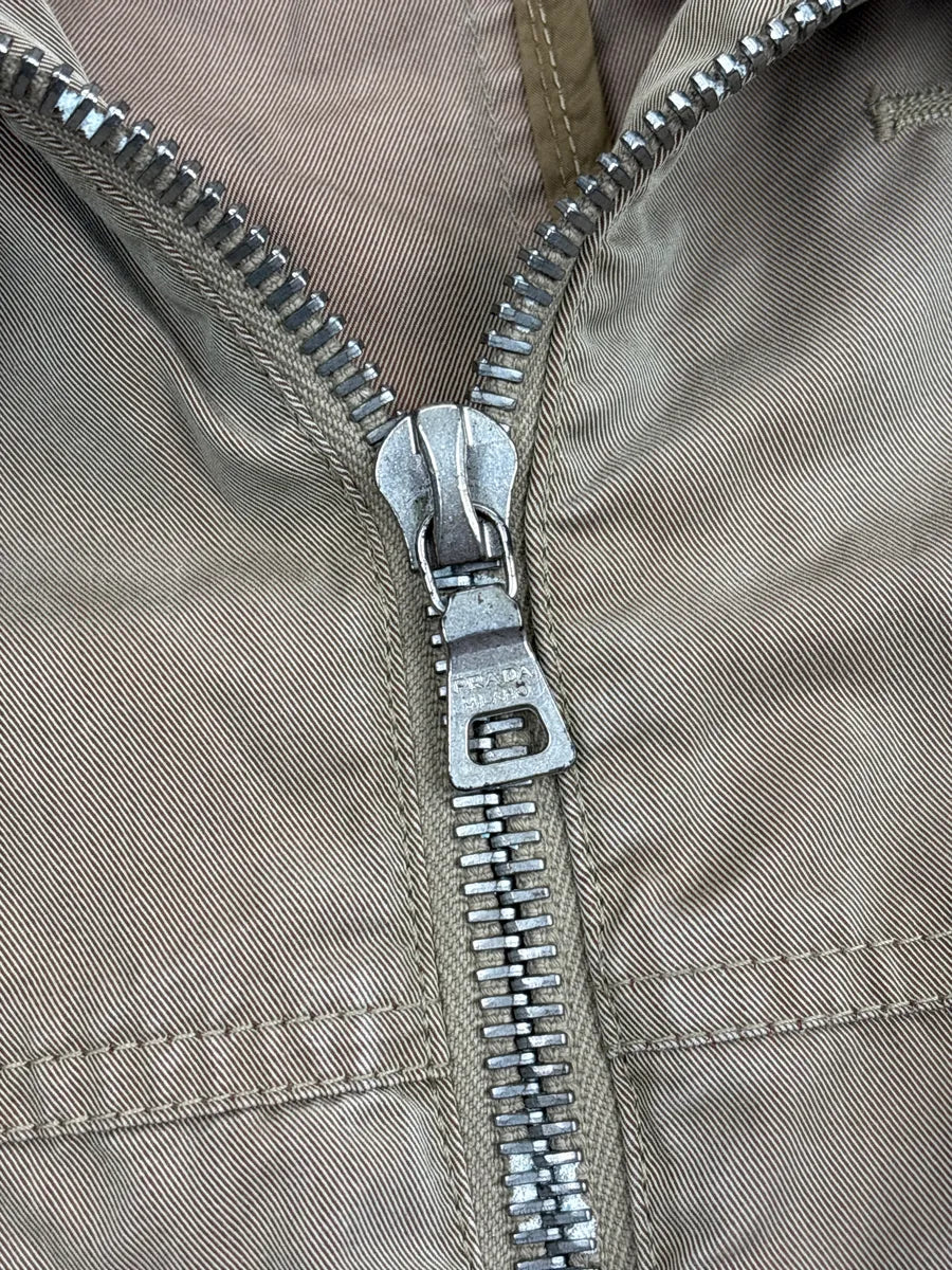 2000s Prada Light Brown Buttoned Stitched Bomber Jacket hLRKOzpV 8
