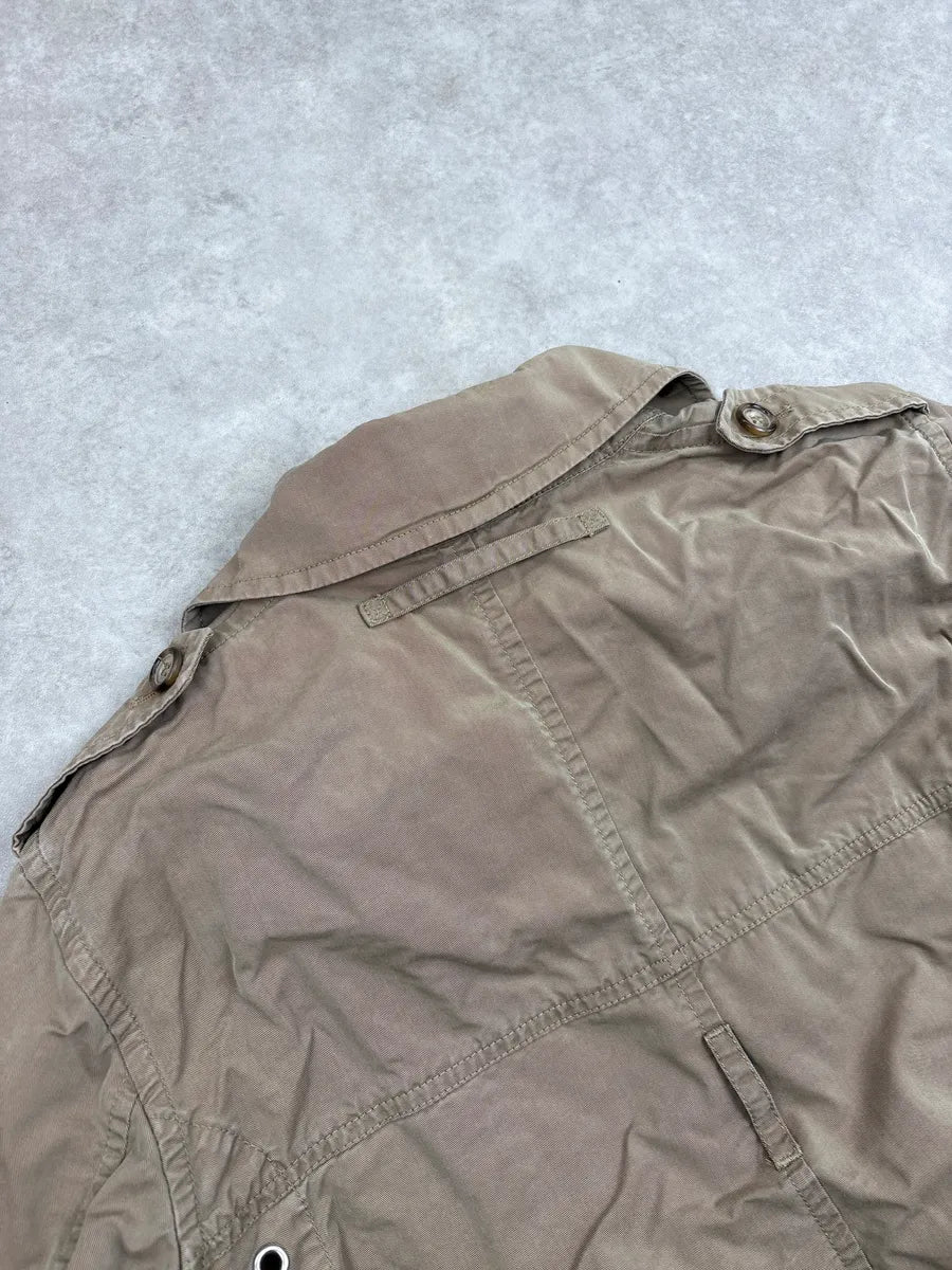 2000s Prada Light Brown Buttoned Stitched Bomber Jacket hLRKOzpV 10