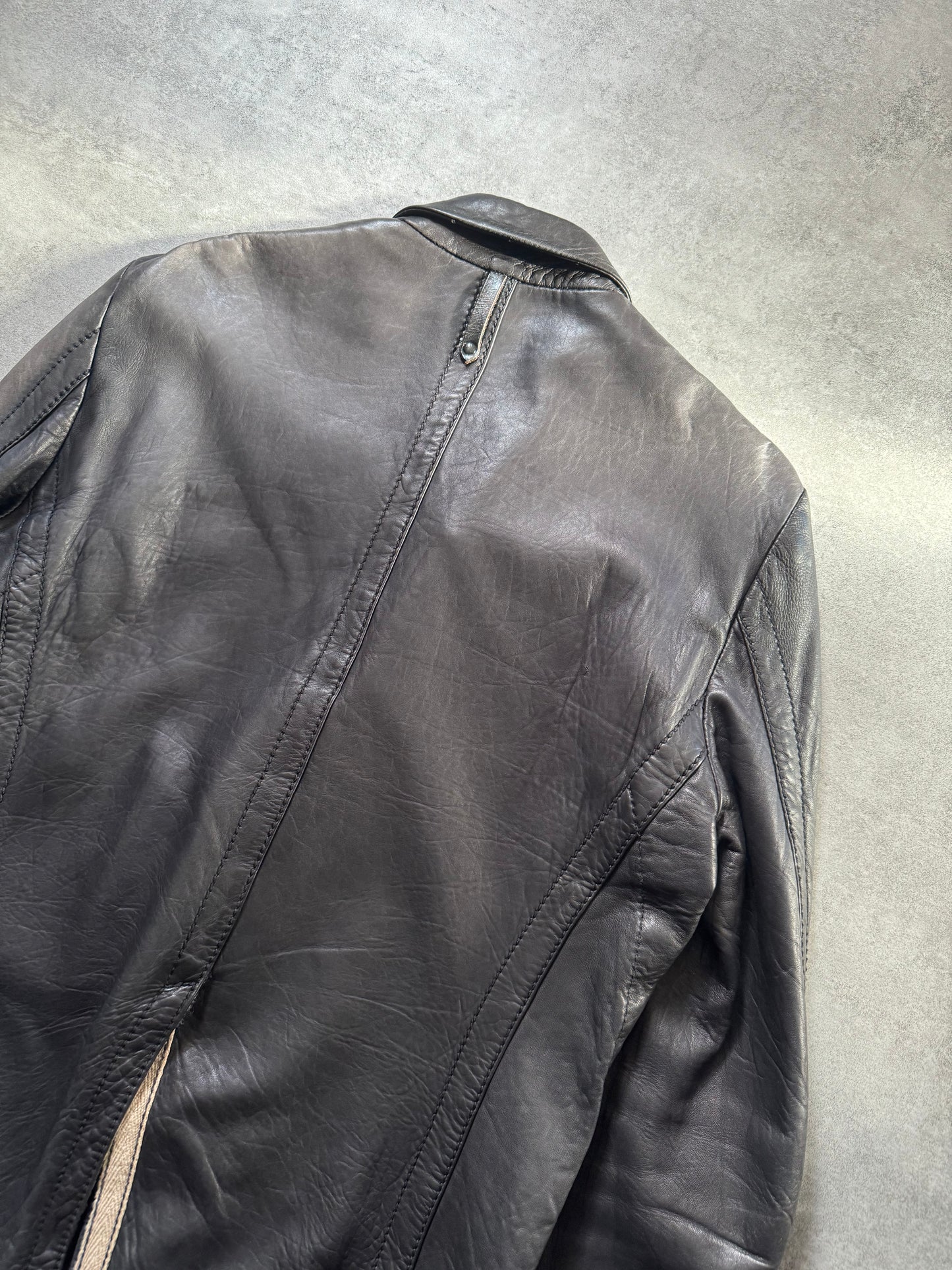 Isaac Sellam Experience Brutalist Black Leather Jacket (L) - 8