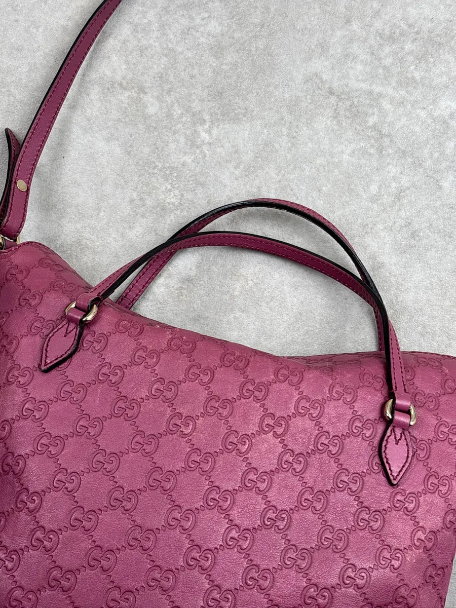 Gucci Berry Pink Leather Guccissima Embossed Totebag hMEQZVHw 12