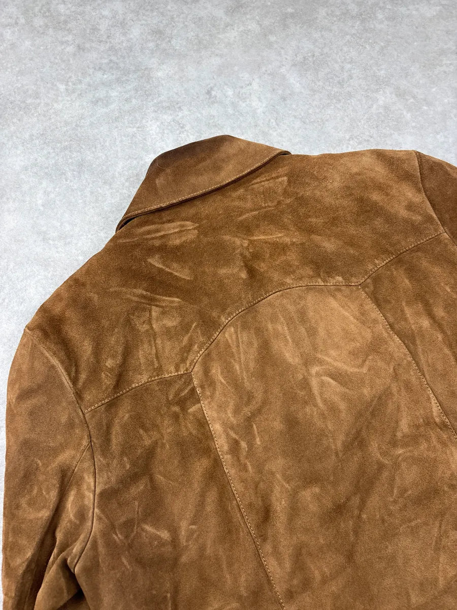 FW2019 Saint Laurent Brown Belted Suede Leather Jacket hNAwmgDi 7