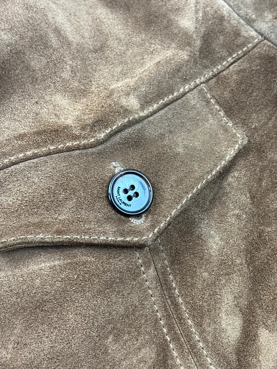 FW2019 Saint Laurent Brown Belted Suede Leather Jacket hNAwmgDi 10