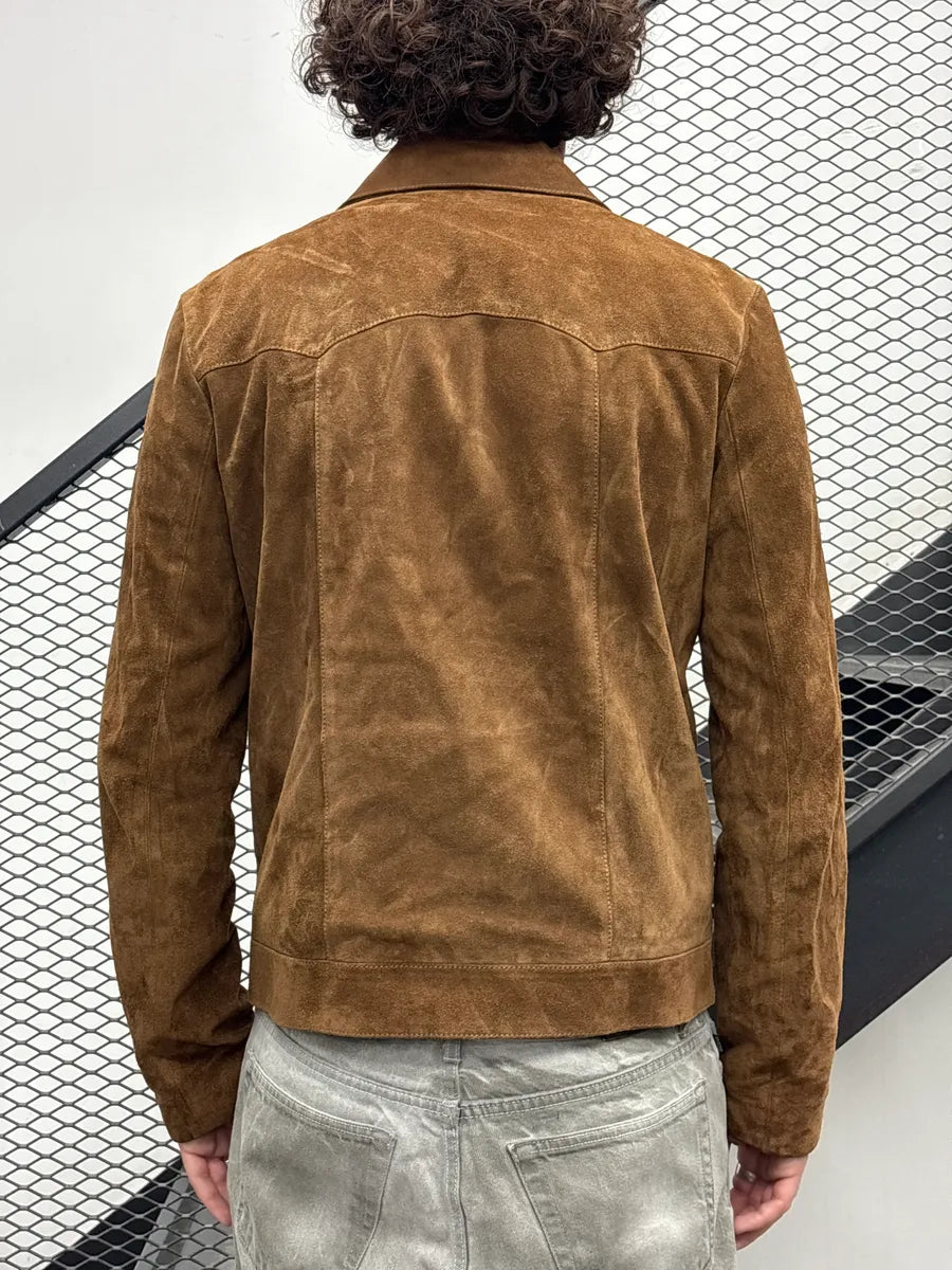 FW2019 Saint Laurent Brown Belted Suede Leather Jacket hNAwmgDi 2
