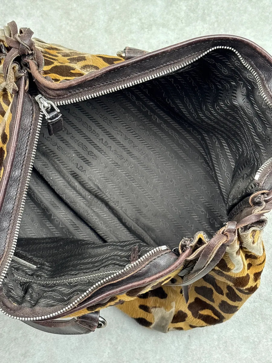 2000s Prada Brown Pony Hair Cheetah Top Handle Bag hPJIvquG 14