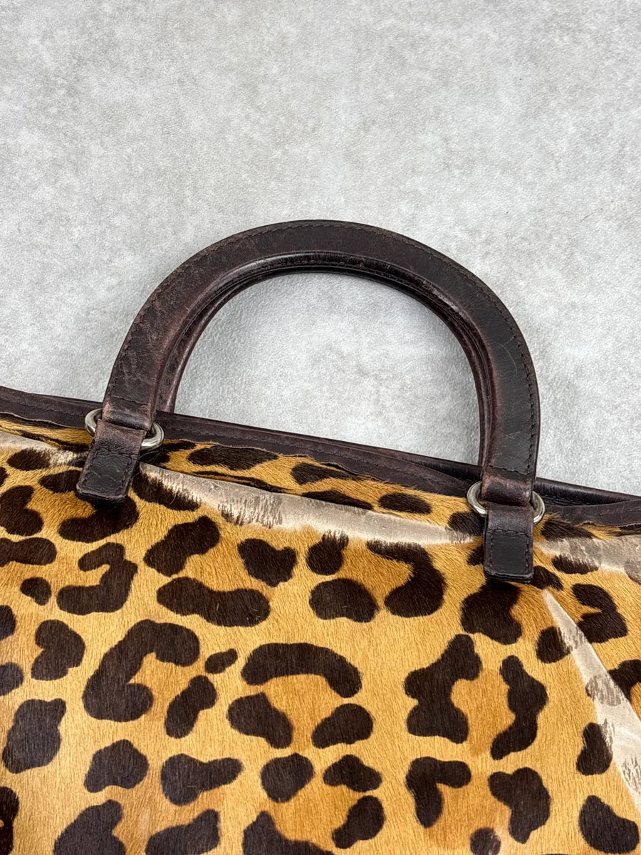 2000s Prada Brown Pony Hair Cheetah Top Handle Bag hPJIvquG 5