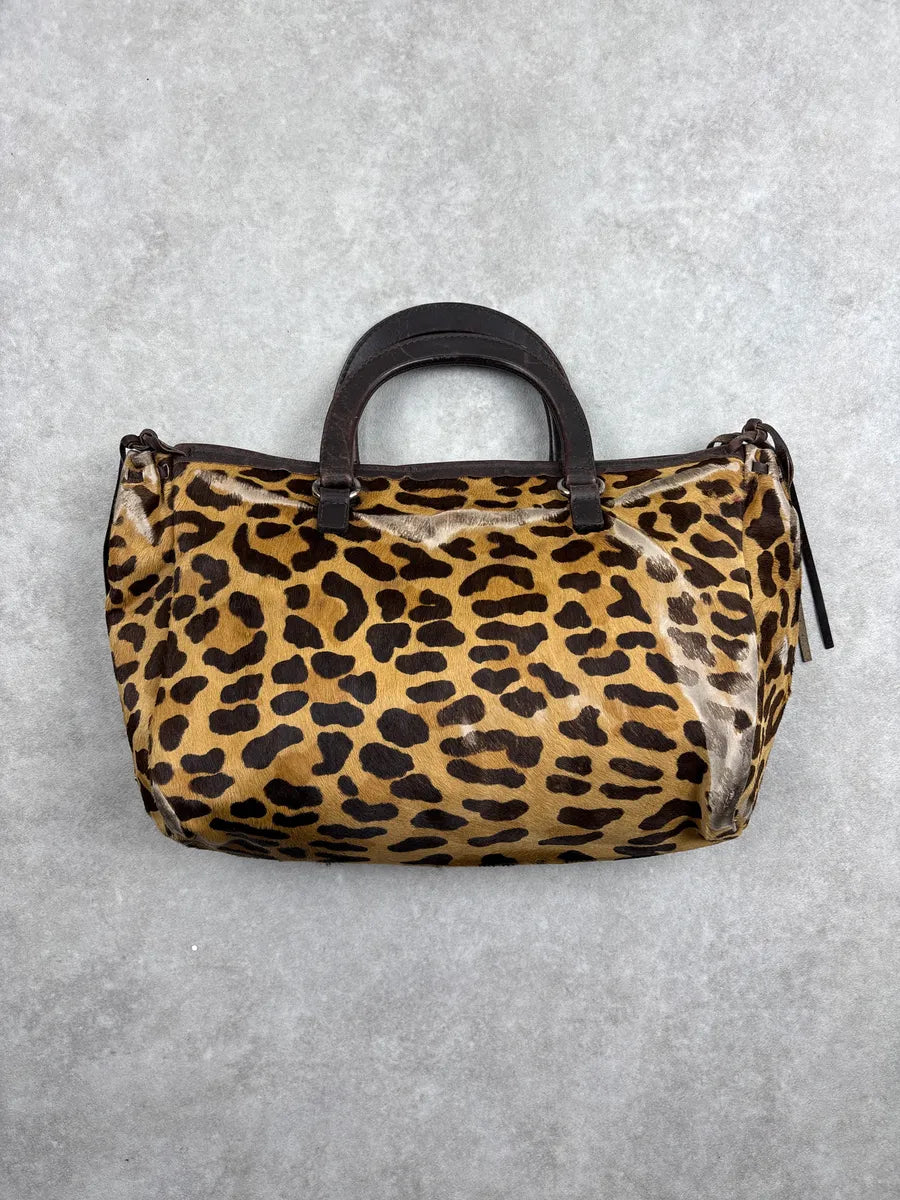 2000s Prada Brown Pony Hair Cheetah Top Handle Bag hPJIvquG 4