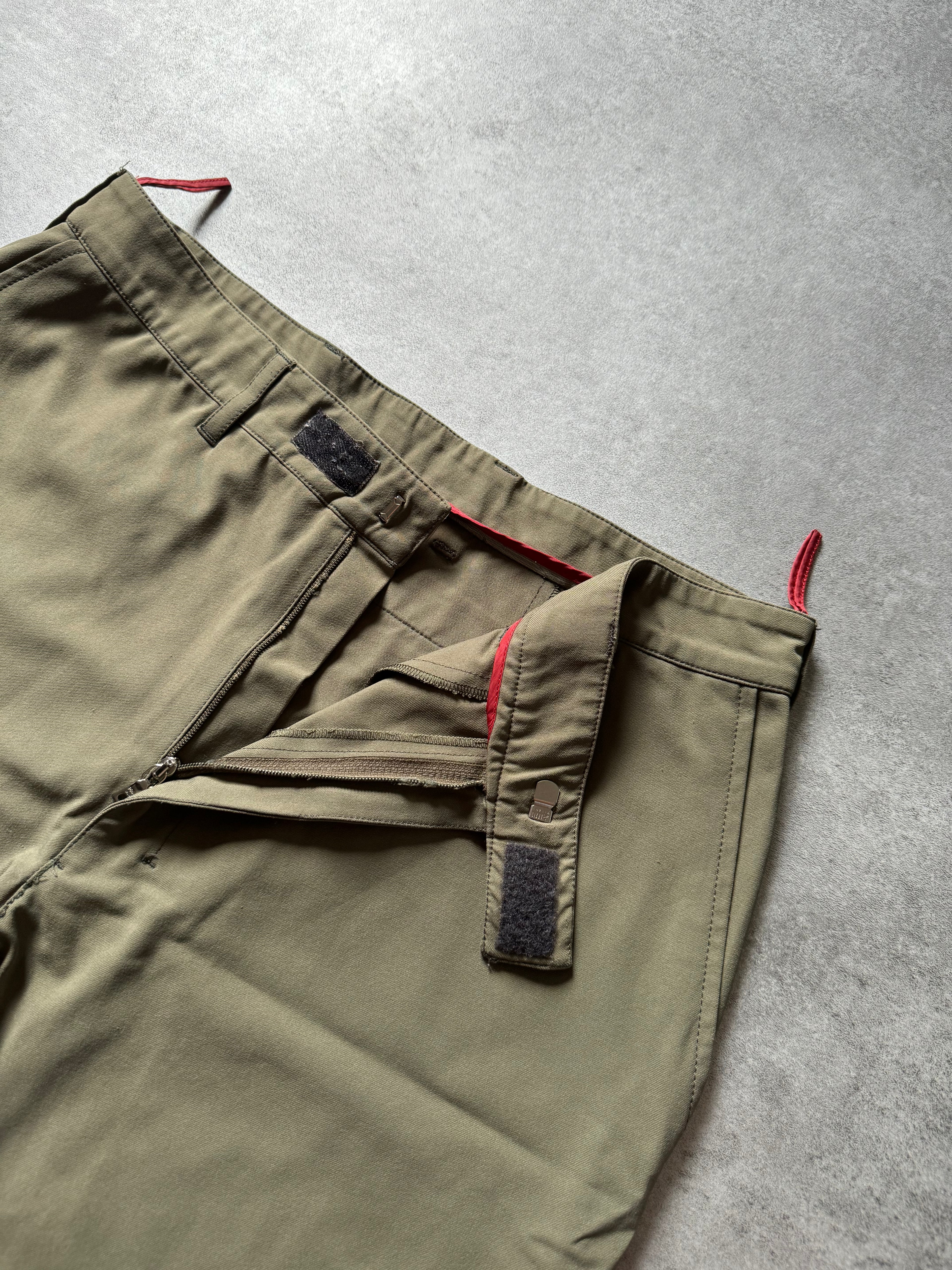 SS2003 Prada Linea Rossa Olive Nylon Cozy Pants (S) - 7