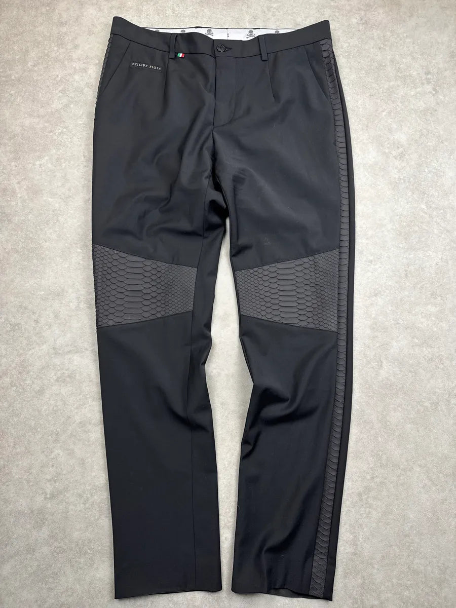 Philipp Plein Black Wool Python Pants hRrhZGTK 0