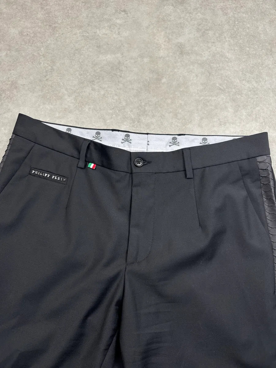 Philipp Plein Black Wool Python Pants hRrhZGTK 5