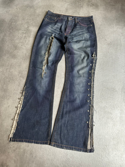 SS2001 Dolce & Gabbana Safety Spin Navy Cozy Denim Pants (M) - 7