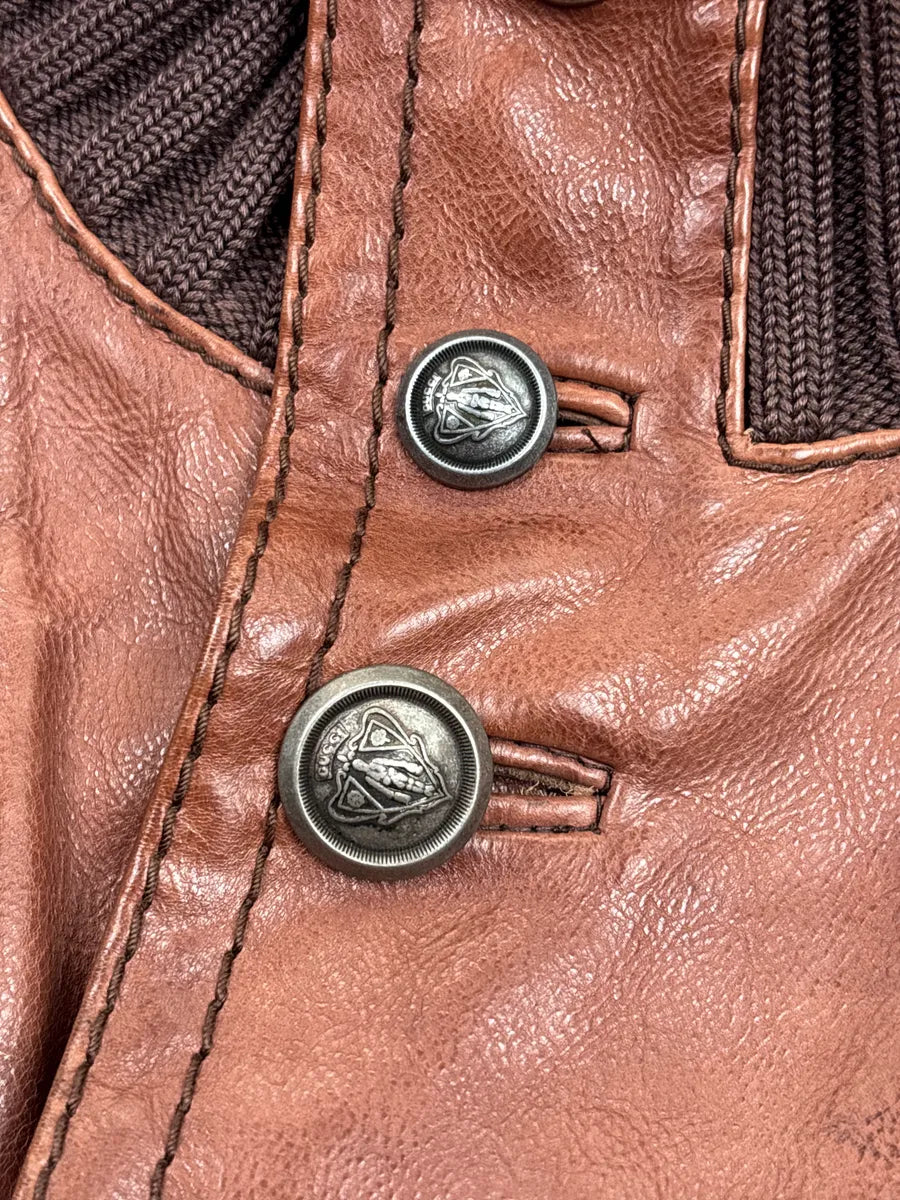 AW2008 Gucci Brown Leather Madonna Bomber Jacket by Frida Giannini hUIJezky 9