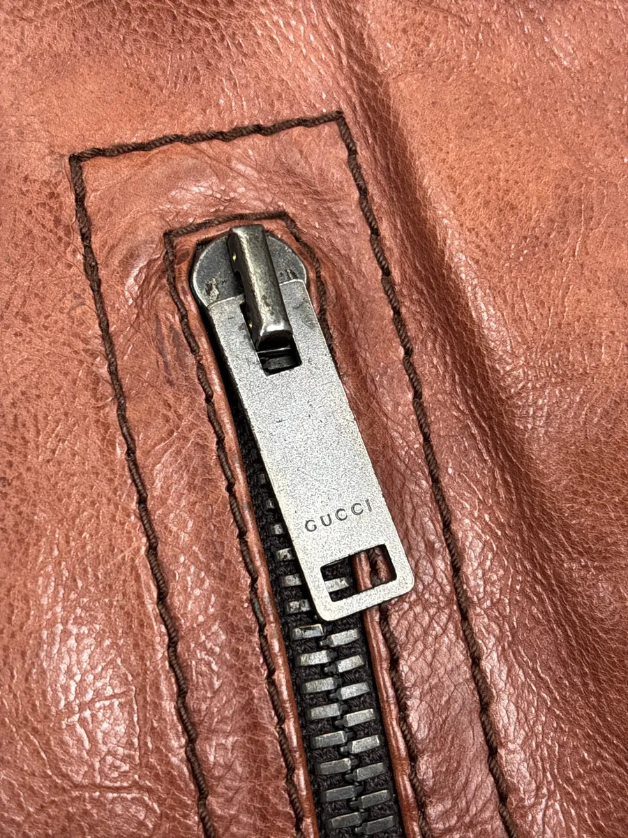AW2008 Gucci Brown Leather Madonna Bomber Jacket by Frida Giannini hUIJezky 10