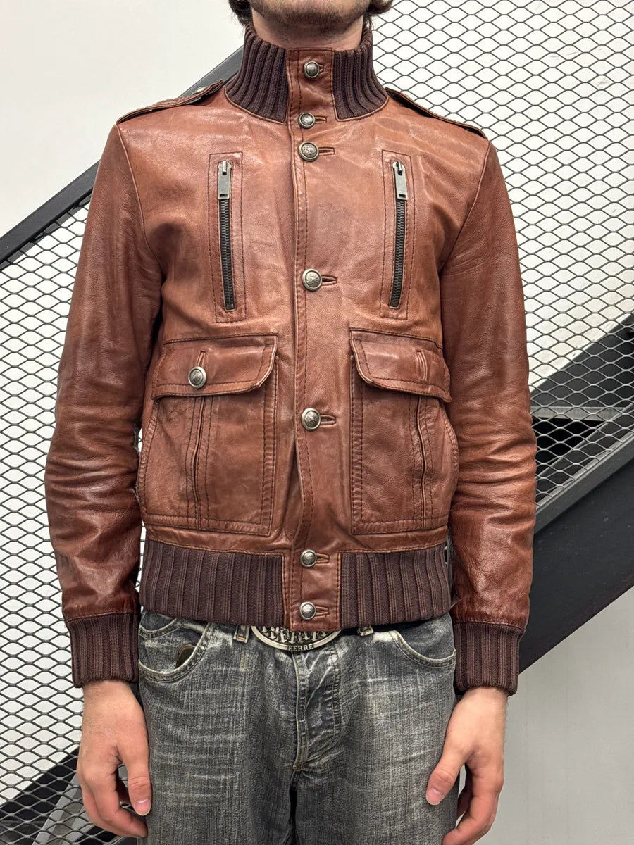AW2008 Gucci Brown Leather Madonna Bomber Jacket by Frida Giannini hUIJezky 2