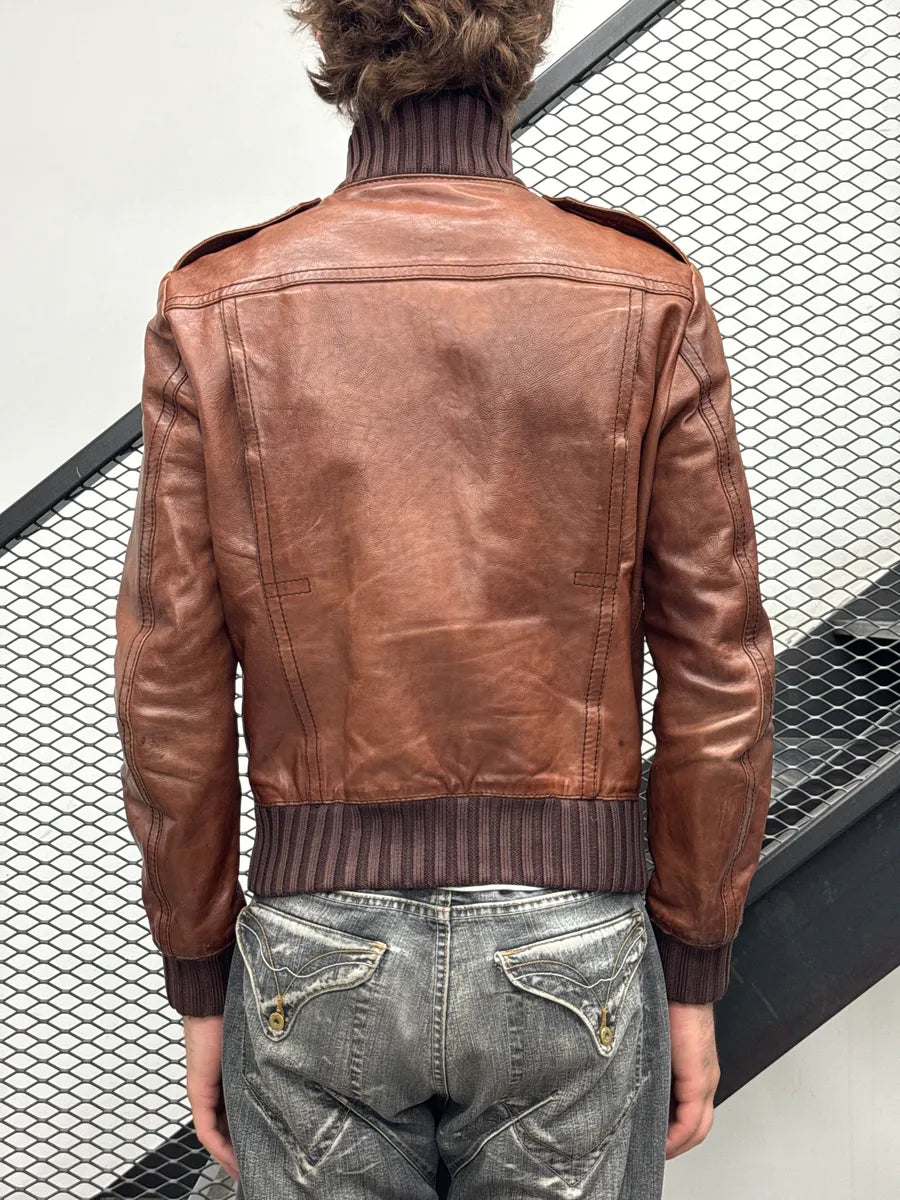 AW2008 Gucci Brown Leather Madonna Bomber Jacket by Frida Giannini hUIJezky 3